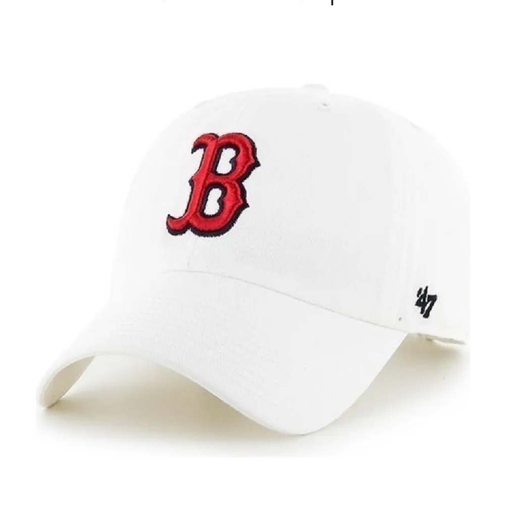 White Baseball Cap with Red 'B' Embroidery